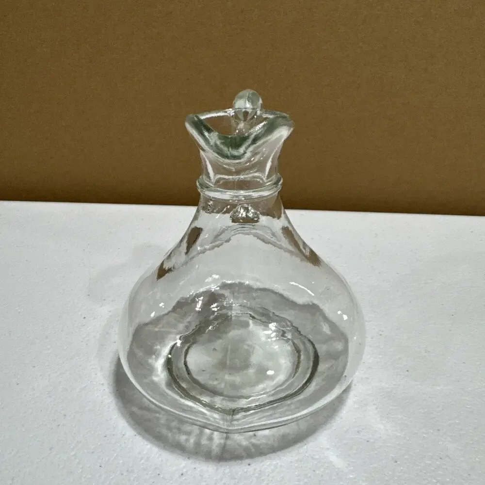 Vintage Small Clear Glass Olive oil Pitcher/Vinegar Cruet Bottle without Stopper